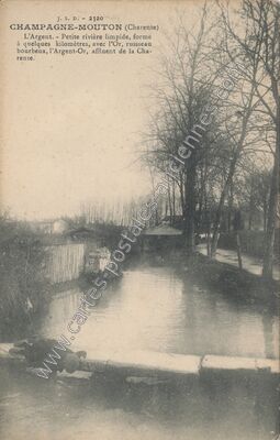 Carte postale ancienne L'Argent. - Petite rivière limpide, forme à quelques kilomètres, avec l'Or — Champagne-Mouton (Charente)