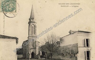 Carte postale ancienne L'Eglise — Barzan (Charente-Maritime)