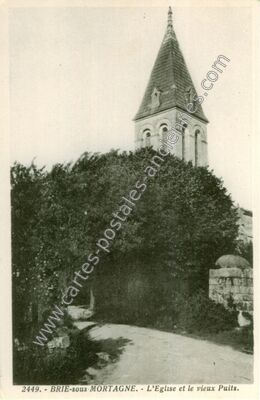 Carte postale ancienne L'Eglise et le vieux Puits — Brie-sous-Mortagne (Charente-Maritime)