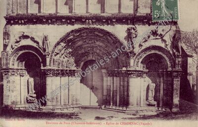 Carte postale ancienne Eglise de CHADENAC (Façade) — Chadenac (Charente-Maritime)