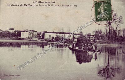 Carte postale ancienne Environs de Beillant — Bords de la Charente - Passage du Bac — Dompierre-sur-Charente (Charente-Maritime)