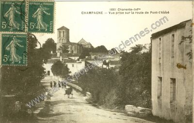 Carte postale ancienne Vue prise sur la route de Pont-l'Abbé — Champagne (Charente-Maritime)