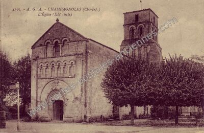 Carte postale ancienne L'Église (XIIe siècle) — Champagnolles (Charente-Maritime)