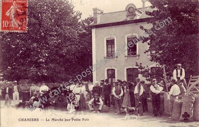Carte postale ancienne Le Marché aux Petits Pois — Chaniers (Charente-Maritime)