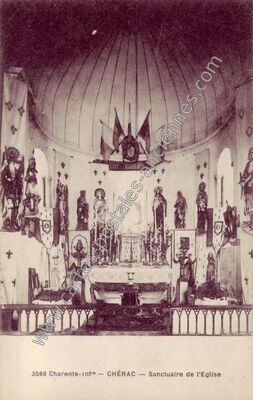 Carte postale ancienne Sanctuaire de l'Eglise — Chérac (Charente-Maritime)