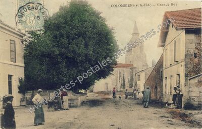 Carte postale ancienne Grande Rue — Colombiers (Charente-Maritime)