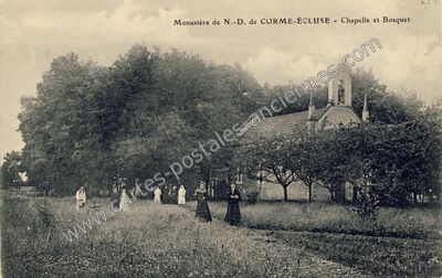Carte postale ancienne Monastère de N.-D. - Chapelle et Bosquet — Corme-Écluse (Charente-Maritime)