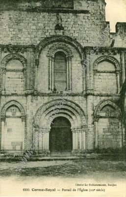Carte postale ancienne Portail de l'Église (XIIe siècle) — Corme-Royal (Charente-Maritime)
