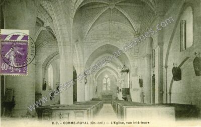 Carte postale ancienne L'Eglise, vue intérieure — Corme-Royal (Charente-Maritime)