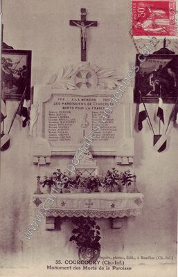 Carte postale ancienne Monument des Morts de la Paroisse — Courcoury (Charente-Maritime)