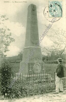 Carte postale ancienne Le Monument Pillet — Cozes (Charente-Maritime)