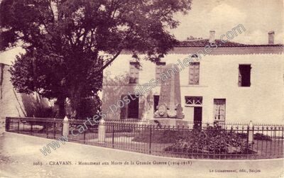 Carte postale ancienne Monument aux Morts de la Grande Guerre (1914-1918) — Cravans (Charente-Maritime)
