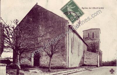 Carte postale ancienne Eglise — Cravans (Charente-Maritime)