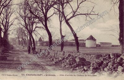 Carte postale ancienne Allée d'arrivée du Château de Beaumont — Cravans (Charente-Maritime)