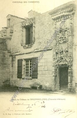 Carte postale ancienne Porte du Château de CRAZANNES — Crazannes (Charente-Maritime)