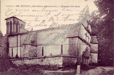 Carte postale ancienne Près Saintes - Eglise du XIIe siècle — Écurat (Charente-Maritime)