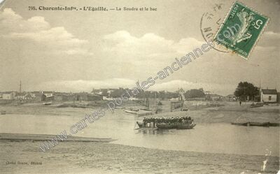 Carte postale ancienne La Seudre et le bac — L'Éguille (Charente-Maritime)
