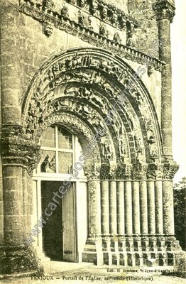 Carte postale ancienne Portail de l'Église, xn siècle (Historique) — Fenioux (Charente-Maritime)