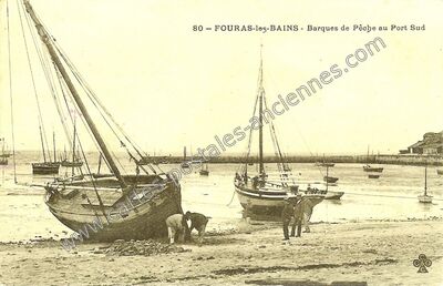 Carte postale ancienne Barques de Pêche au Port Sud — Fouras (Charente-Maritime)