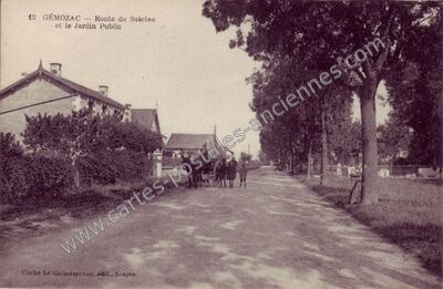 Carte postale ancienne Route de Saintes et le Jardin Public — Gémozac (Charente-Maritime)