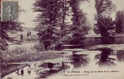 Carte postale ancienne Étang sur les Bords de la « Gémoze — Gémozac (Charente-Maritime)