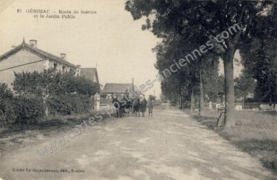 Carte postale ancienne Route de Saintes et le Jardin Public — Gémozac (Charente-Maritime)