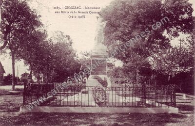 Carte postale ancienne Monument aux Morts de la Grande Guerre — Gémozac (Charente-Maritime)
