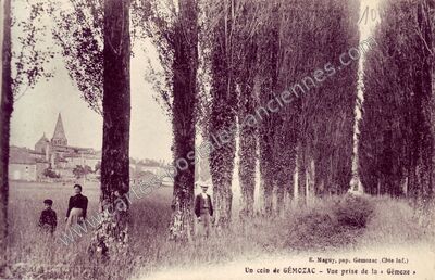 Carte postale ancienne Un coin de Gémozac - Vue prise de la « Gémoze — Gémozac (Charente-Maritime)