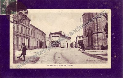 Carte postale ancienne Place de l'Eglise — Gémozac (Charente-Maritime)