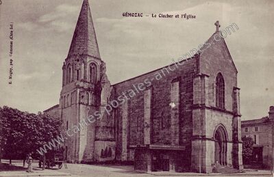 Carte postale ancienne Le Clocher et l'Église — Gémozac (Charente-Maritime)