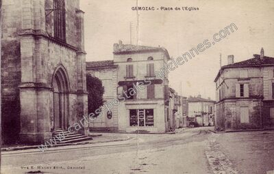 Carte postale ancienne Place de l'Eglise — Gémozac (Charente-Maritime)