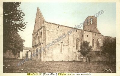 Carte postale ancienne L'Eglise vue en son ensemble — Genouillé (Charente-Maritime)