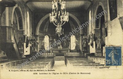 Carte postale ancienne Intérieur de l'Eglise du GUA — Le Gua (Charente-Maritime)