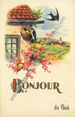 Carte postale ancienne Bonjour — Le Gua (Charente-Maritime)