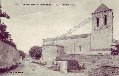 Carte postale ancienne L'Eglise, époque romane — Jazennes (Charente-Maritime)