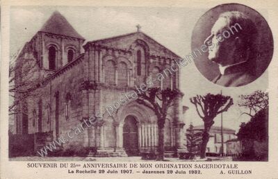 Carte postale ancienne Souvenir du 25e anniversaire de mon ordination sacerdotale — Jazennes (Charente-Maritime)