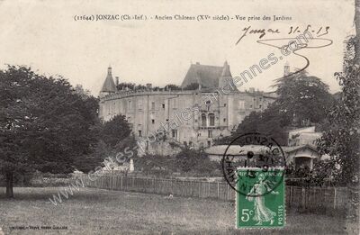 Carte postale ancienne Ancien Château (XVe siècle) - Vue prise des Jardins — Jonzac (Charente-Maritime)