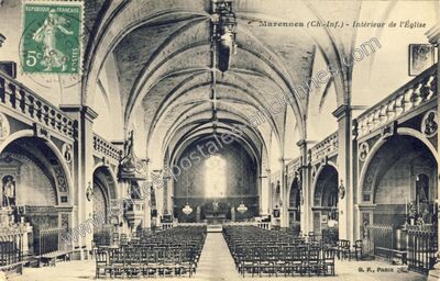 Carte postale ancienne Intérieur de l'Église — Marennes (Charente-Maritime)