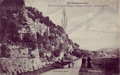 Carte postale ancienne Route de Mosnac sur-Seugne à Marignac-de-Pons - Rochers de Cordi — Marignac (Charente-Maritime)