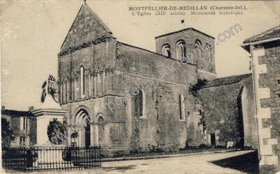 Carte postale ancienne L'Eglise (XIIe siècle). Monument historique — Montpellier-de-Médillan (Charente-Maritime)