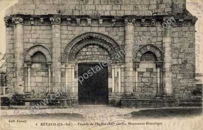 Carte postale ancienne Façade de l'Eglise (XIIe siècle), Monument Historique — Rétaud (Charente-Maritime)