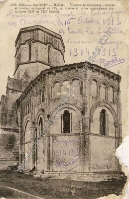 Carte postale ancienne Abside et Clocher octogonal de l'Eglise — Rétaud (Charente-Maritime)