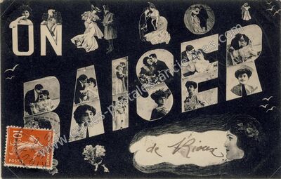 Carte postale ancienne Un Baiser — Rioux (Charente-Maritime)