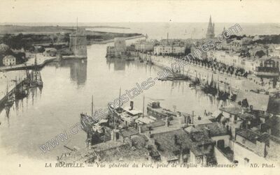 Carte postale ancienne Vue générale du Port, prise de l'Eglise Saint-Sauveur — La Rochelle (Charente-Maritime)