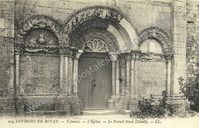Carte postale ancienne L'Église. — Le Portail Nord (Détail) — Talmont (Charente-Maritime)