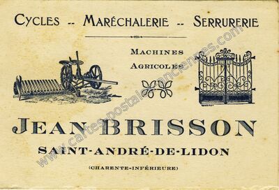 Carte postale ancienne Cycles, Maréchalerie, Serrurerie — Saint-André-de-Lidon (Charente-Maritime)