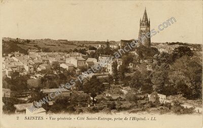 Carte postale ancienne Vue générale. - Côté Saint-Eutrope, prise de l'Hôpital — Saintes (Charente-Maritime)