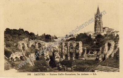 Carte postale ancienne Ruines Gallo-Romaines, les Arènes — Saintes (Charente-Maritime)