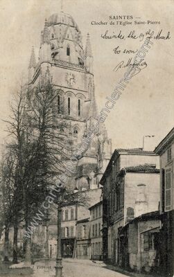 Carte postale ancienne Clocher de l'Eglise Saint-Pierre — Saintes (Charente-Maritime)