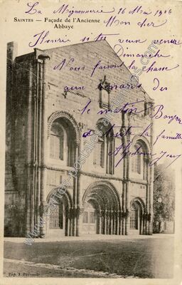 Carte postale ancienne Façade de l'Ancienne Abbaye — Saintes (Charente-Maritime)